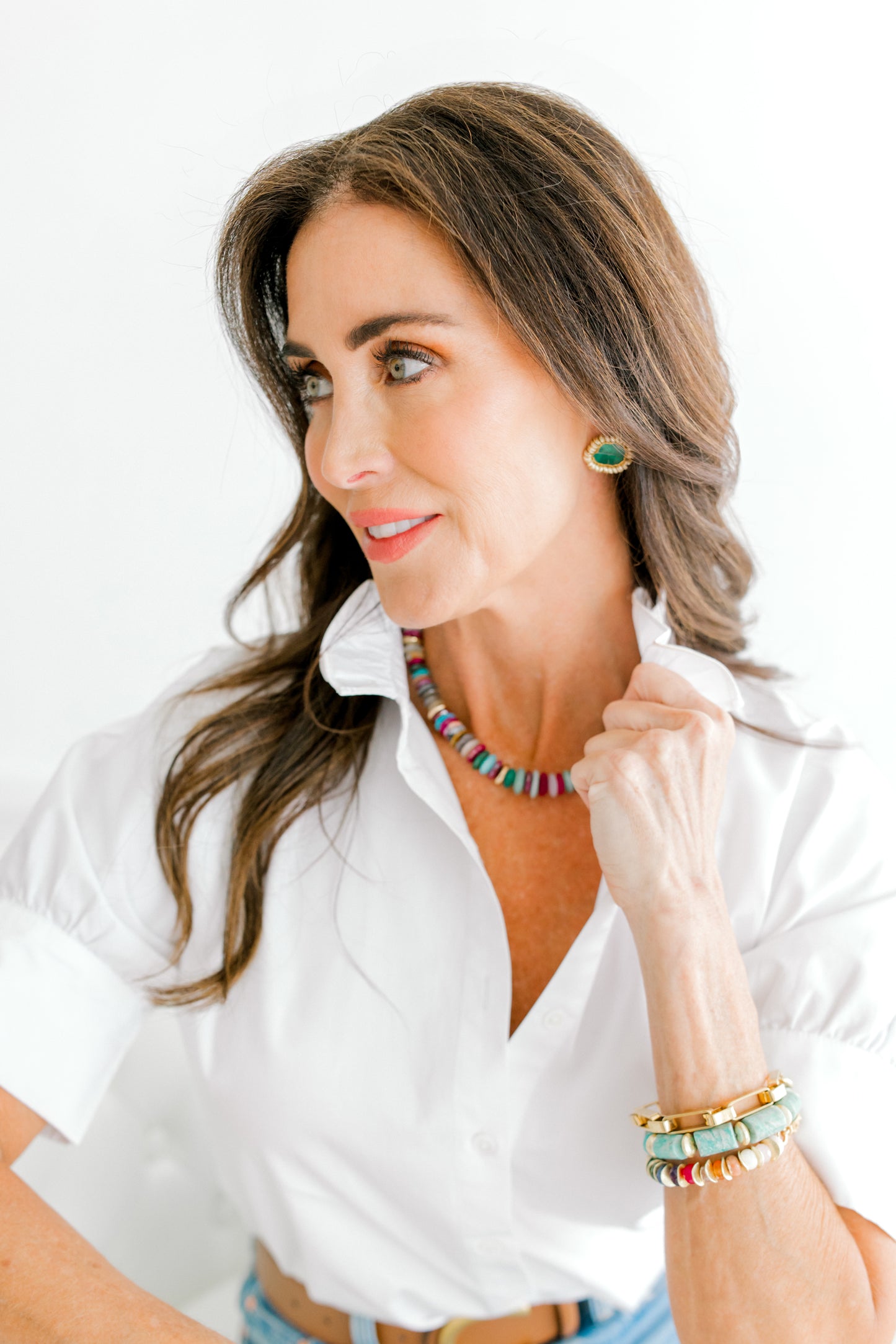 Scribble Stud- Green Onyx