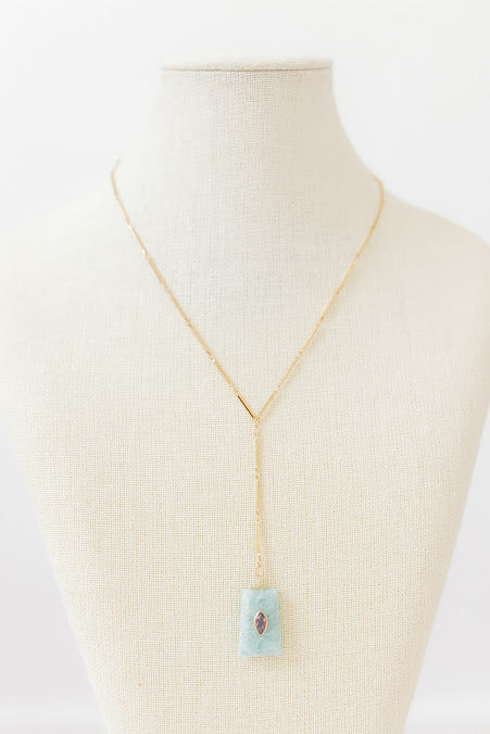 Y Lariat Necklace -Amazonite