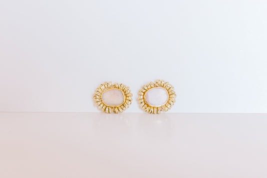 Scribble Stud - Pink Opal