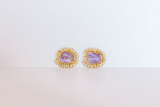 Scribble Stud- Amethyst