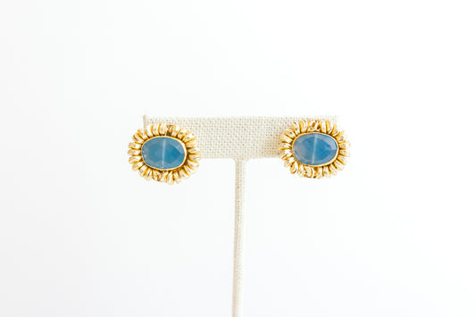 Scribble Studs - Blue Chalcedony