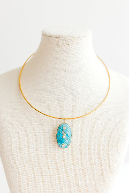 Carved Turquoise Pendant